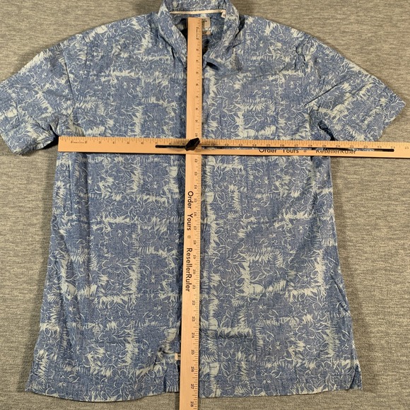 Quiksilver Waterman Shirt Mens Small Blue White Floral Hawaiian Button Up Casual - Picture 6 of 11